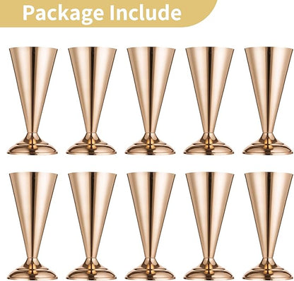 10 Pcs Tabletop Metal Wedding Flower Trumpet Vase, 9.8 inch Table Decorative Centerpiece Artificial Flower Arrangements for Anniversary Ceremony Party Birthday Event Aisle Home Decoration, Gold