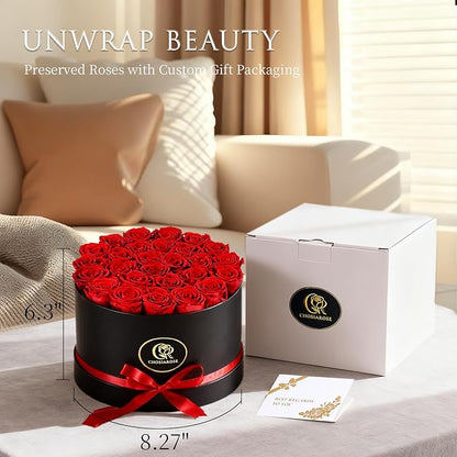 Flowers Forever Preserved Roses, 27 Preserved Flowers for Delivery Women Birthday Gifts for Mom Wife Grandma Preserved Rose Forever in Box for Her Mother Anniversary Birthday Gift for Women