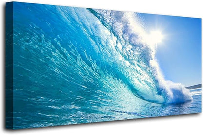 Canvas Prints Wall Art Blue Ocean Wave Surfing Sea Picture Paintings on Canvas Modern Canvas Art For Home Room Office Wall Decorations