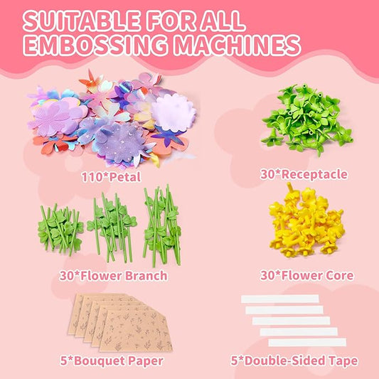 RISUNTOY Flower Making Kit for Kids with 210 Pieces Create 30 Unique Fabric Flowers | DIY Craft Kit for Ages 3+ | STEM Toys for Creative Fun