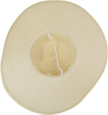 DRESHOW Beach Hats for Women Big Straw Wide Brim Summer Hat Floppy Foldable Roll up Cap Sun Hat UPF 50+