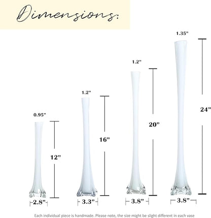 Craft And Party, Pack of 12, Eiffel Tower Vases Centerpiece for Flower, Wedding, Decoration. (16", White)