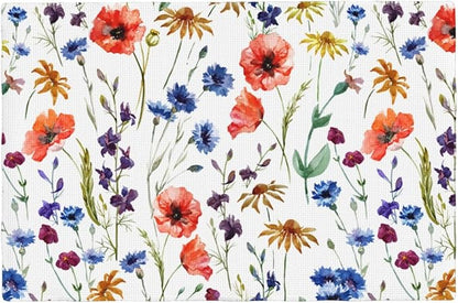 Placemats 4 pcs Watercolor Flower Double-Layer Imitation Linen Place Mats Non-Slip Heat-Resistant Tablemats for Home Restaurant Hotel 18×12 Inch
