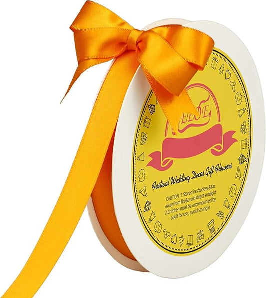 Double Face Autumn Orange Satin Ribbon 5/8 inch X 50 Yards Polyester Autumn Orange Ribbon for Gift Wrapping Very Suitable for Weddings Party Invitation Decorations and More