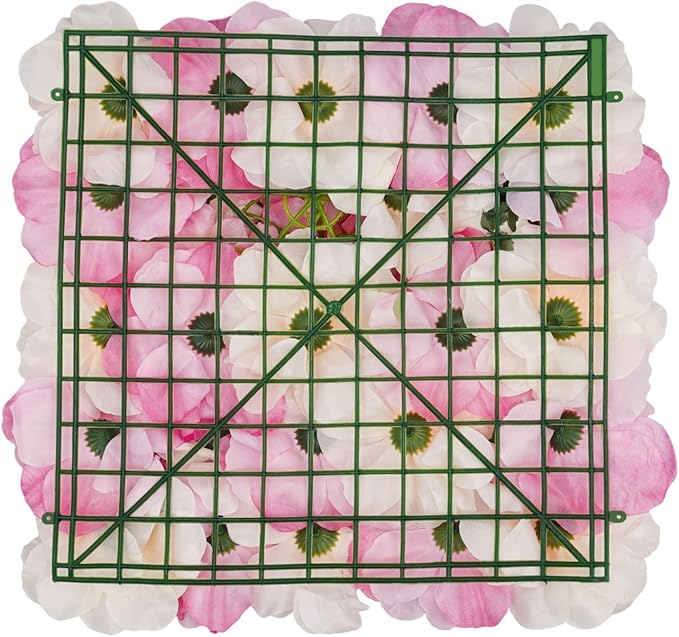 Artificial Flower Wall Panels, 6PCS Dahlia+Rose+Hydrangea Wedding Flower Wall, 3D Floral Panels Artificial Floral WallMat Flower Screen for Photo Party Wedding WallBackground Decor, White+Pink