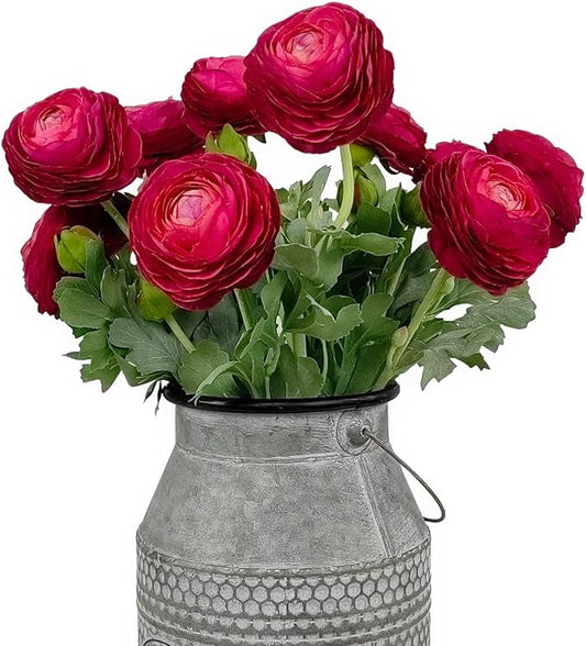 Artificial Ranunculus Flowers with Real Touch Stem, Silk Ranunculus Flowers(10 Pack) (Red)