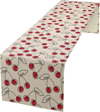 Red Cherry Table Runner,Spring Summer Fruit Tropical Birthday Party Decorations Dining Room Home Kitchen Table Decor 13 x 60Inches
