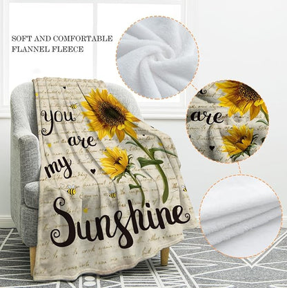 Jekeno Sunflower Gifts Blanket for Women Girls, Sunflowers Throw Gifts for Sunflower Lovers Adult Kids, You are My Sunshine Gift Blanket for Home Bed Couch