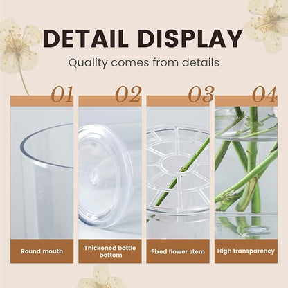 Extra Large Acrylic Cylinder Clear Vase for Floor, 20 in Tall Big Wide Mouth Plastic Unbreakable Hurricane Flower Vases of 3 for Home Decor (D 8", D 6", D 4.8" + 3 Holder)
