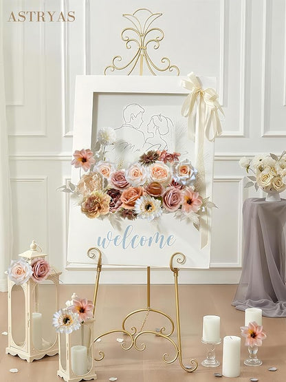 ASTRYAS Roses Artificial Flowers Nude Combo Set, Fall Fake Peonies Flower for DIY Wedding Bouquet Bridal Baby Shower Decorations Party Table Centerpieces Cake Silk Floral Arrangement Home Decor, Beige