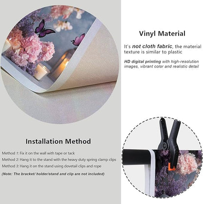 YongFoto Elegant Flower Wall Backdrop 7x5ft Floral Butterfly Candle Photography Background Baby Bridal Shower Wedding Girl Birthday Party Banner Room Decor Portrait Photoshoot Wallpaper Photo Booth