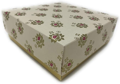 Desi Favors Floral Printed Sweet Boxes for Indian Sweets, Cookies, Goodies, Mithai, Candy, Gift Boxes with Lids Bulk, Handmade Bulk Mithai Box, Favor Boxes for Wedding, 2.95x5.51 Inch (Pack of 4)