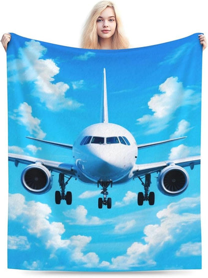 Airplane Blanket for Boys Pilot Plane Throw Blanket Aircraft Soft Cozy Fleece Fuzzy Stuffed Plush Flannel Gifts for Girls Women Kids Adults 50''x60''