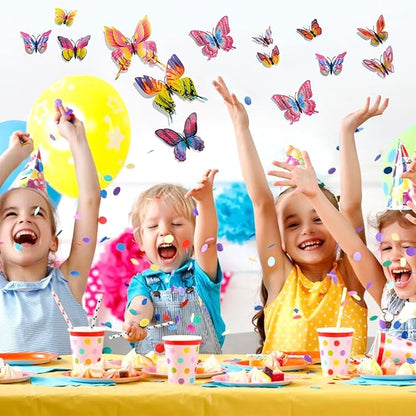 SAOROPEB 3D Butterfly Wall Decor, 48 Pcs Double Layer Butterfly Decorations for Party Decorations Locker Decor Refrigerator Decal, Reusable (Multicolor)