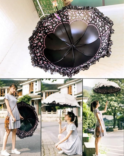 Vintage Lace Parasol Gothic Lolita Umbrella UV Sun Protection Witch Cosplay Photoshoot Props Party Decoration