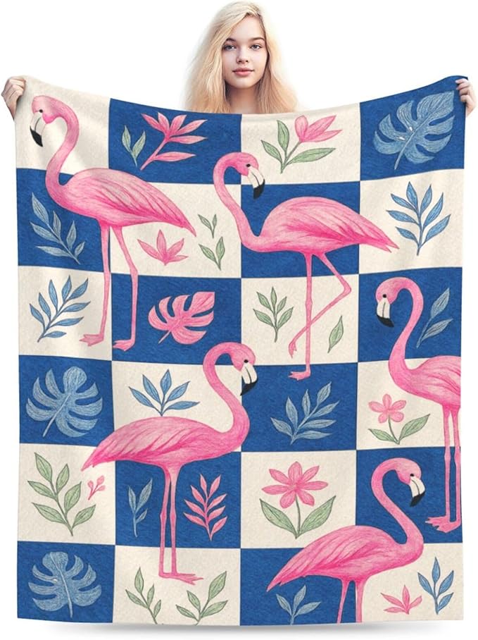 Flamingo Blanket Tropical Flamingo Throw Blanket Soft Cozy Fleece Fuzzy Stuffed Plush Flannel Animal Gifts for Girls Women Boys Kids Adults 60"X80"