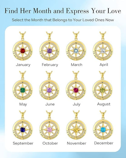 S925 Necklace Gift for Wife |Compass Jewelry |Women Anniversary |Sterling Silver |Girlfriend Birthday Gifts for Her Valentines |I'd be Lost without You |Jewel 18K Gold