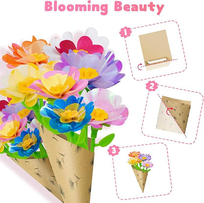 Deesry Craft Kits for Kids Ages 4-8, DIY Arts and Christmas Crafts for Kids, Fabric Flower Bouquets Toys with Storable Box, Flower Making Toy, Birthday Gifts for 4 5 6 7 8 Years Toddler Girl Toys