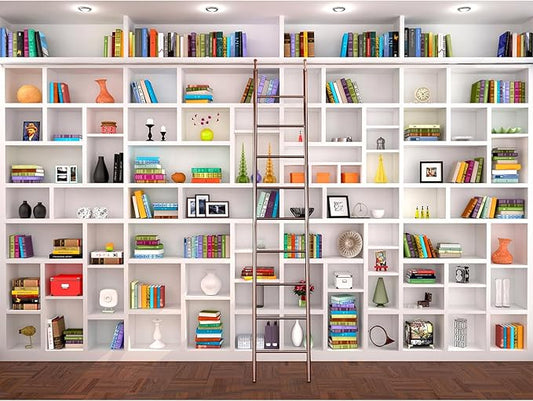 Bookshelf Photography Background Bookcase School Library Backdrop Online Office Conference Background Webcam Zoom Meeting Decoration Backdrop Photo Studio Office Wallpaper Decor 15x10ft