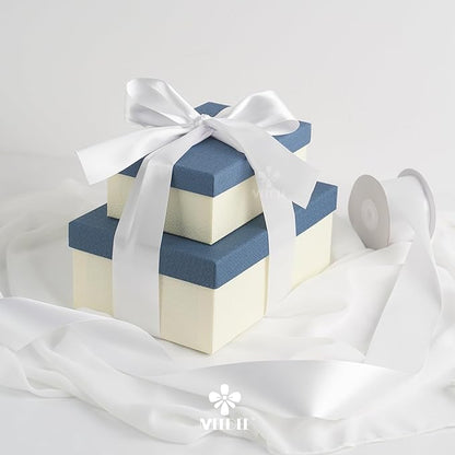 MEEDEE White Satin Ribbon 2 Inch White Ribbon Lux Double Faced Ribbons by 25 Yards Silk Ribbons for Gift Wrapping, Crafts, Satin Weddings, Flower Bouquet, Holiday Decorating