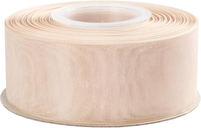 1-1/2 Inch Tan Shimmer Sheer Organza Ribbon Sheer Chiffon Ribbon 50 Yards-Roll Multiple Colors Available for Gift Wrapping Wedding Events Christmas Décor