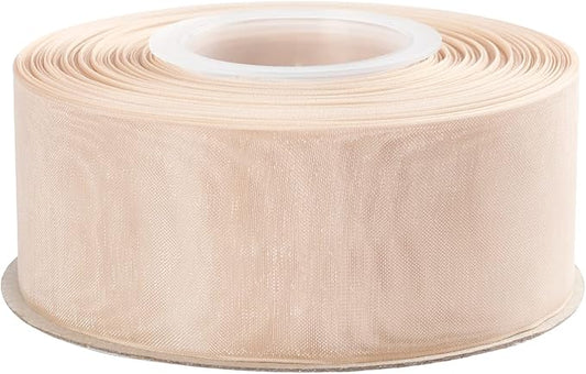 1-1/2 Inch Tan Shimmer Sheer Organza Ribbon Sheer Chiffon Ribbon 50 Yards-Roll Multiple Colors Available for Gift Wrapping Wedding Events Christmas Décor
