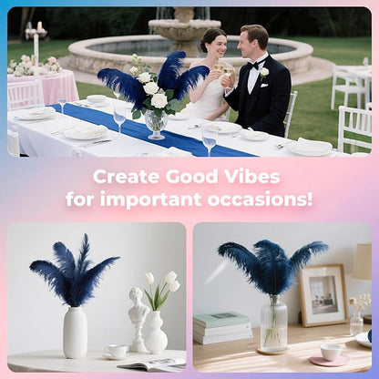 Piokio 20 pcs Natural Navy Blue Ostrich Feathers 12-14 inch(30-35 cm) Bulk for Wedding Party Centerpieces and DIY Clothes Decoration, Gatsby Decorations