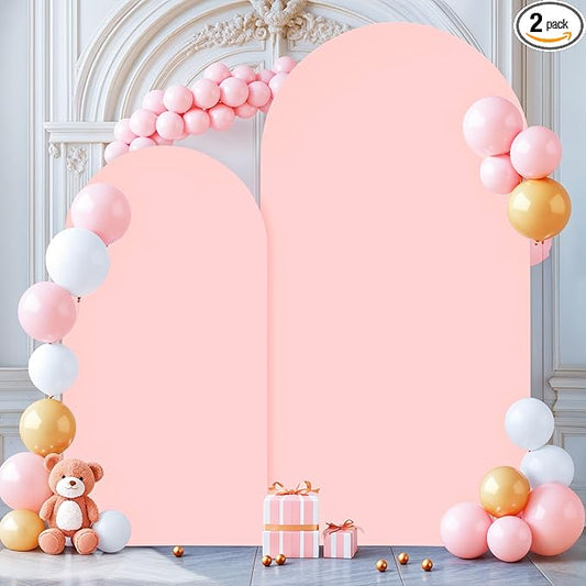 Dusty Rose Arch Backdrop Covers - 7.2FT, 6FT Spandex Fitted Wedding Arch Stand Covers Round Top Chiara Stretchy Arch Backdrop Cover for Wedding Birthday Party Decoration