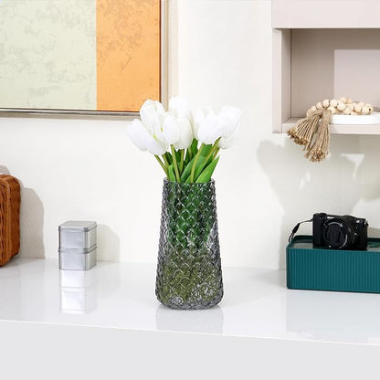 Glass Vase, Black Flower Vase for Bouquet, Large Glass Vases for Flowers, Modern Vases for Living Room, Bedroom, Dining Table, Office, Kitchen, Wedding, 9 Inches