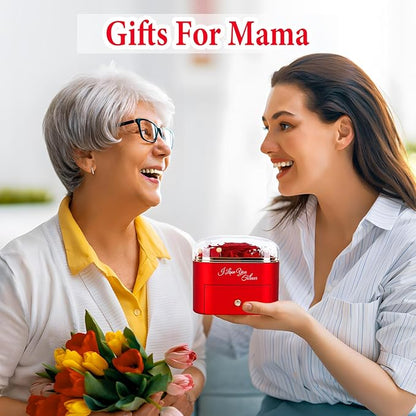 Gifts for Women Birthday, Preserved Rose with Necklace, Birthday Gifts for Mom Forever Real Rose, Large 4.3" Red Eternal Rose Gifts for Girlfriend Grandma Mom Wife Gifts for Anniversary