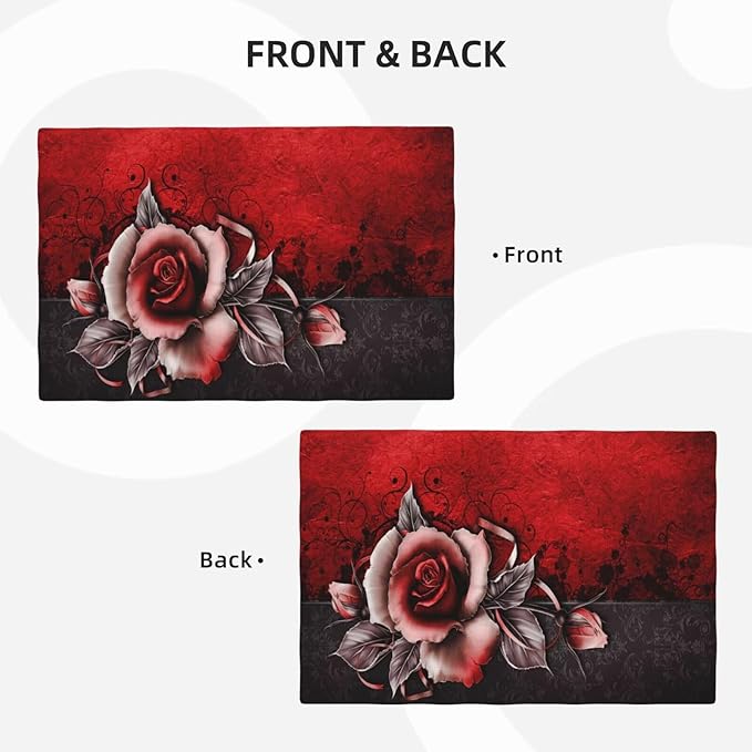 Rose Linen Table Placemats Set of 4 Vintage Flowers Place Mats for Home Party Kitchen Indoor Holiday Rustic Washable Heat Resistant Table Mats 12 x 18 Inch
