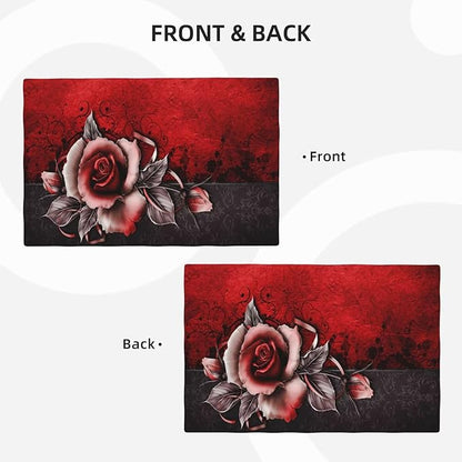 Rose Linen Table Placemats Set of 4 Vintage Flowers Place Mats for Home Party Kitchen Indoor Holiday Rustic Washable Heat Resistant Table Mats 12 x 18 Inch