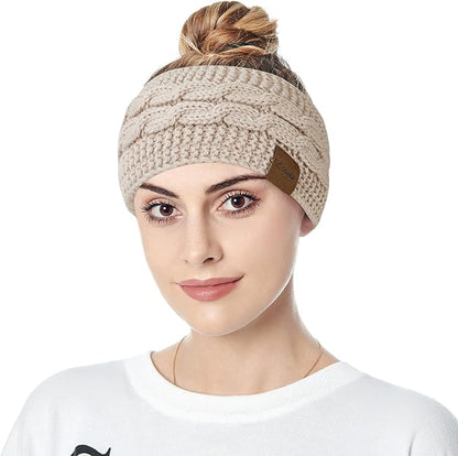 Loritta Womens Ear Warmers Headbands Winter Warm Fuzzy Cable Knit Head Wrap Fleece Lined Gifts