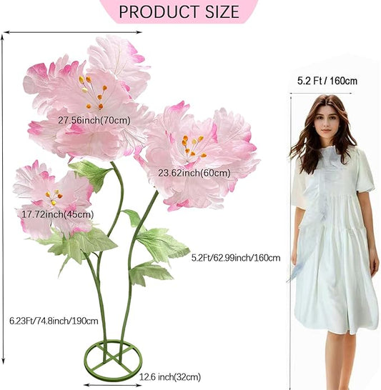 Giant Paper Flowers for Decoration, Elegant Huge Artificial Flower Big Decorative Handcrafted Wedding Banquet Background Party Baby Shower Photography Props Shop Window Display Home Decor, Light Pink