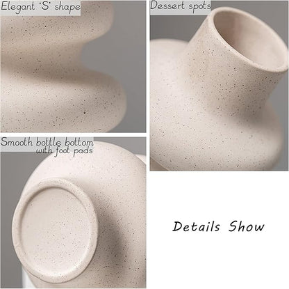 Ceramic Vases Set 2, Modern Home Decor,Off White Round Vases,Modern Dried Flower Vases, Boho Home Decor for Centerpieces Wedding Dinner Table Party Living Room Office Bedroom