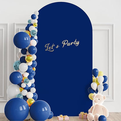 Wokceer 7.2FT Spandex Fitted Wedding Arch Stand Cover Round Top Chiara Arch Backdrop for Birthday Party Ceremony Banquet Decoration Royal Blue