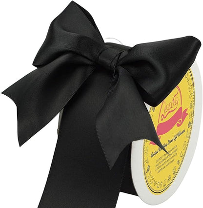 Double Face Satin Ribbon 2 inch X 25 Yards Polyester Black Ribbon for Gift Wrapping Very Suitable for Weddings Party Hair Bow Invitation Decorations and More