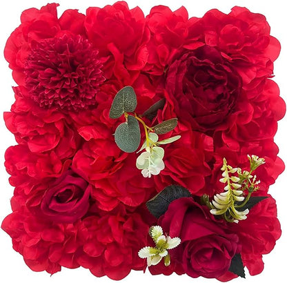 Flower Wall Backdrop, 12PCS 10.6"-15.7" Artificial Flower Wall Panel with Various Styles, 3D Floral Wall Decor for Wedding Photo Background Festive Party Home Decoration (K003, 11.8 * 11.8in)