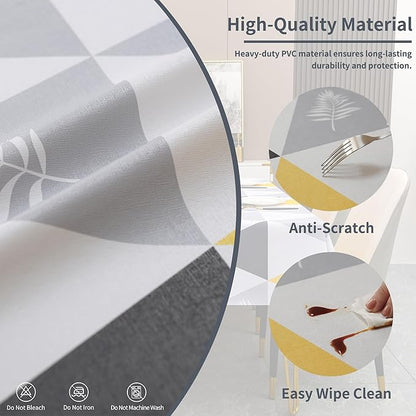 Rectangle Table Cloth,100% Waterproof Tablecloth Oil Proof Spill Proof Vinyl Table Cloth, Wipe Clean Plastic Table Cover for Dining, Camping, Indoor and Outdoor 54" x 84",Triangle