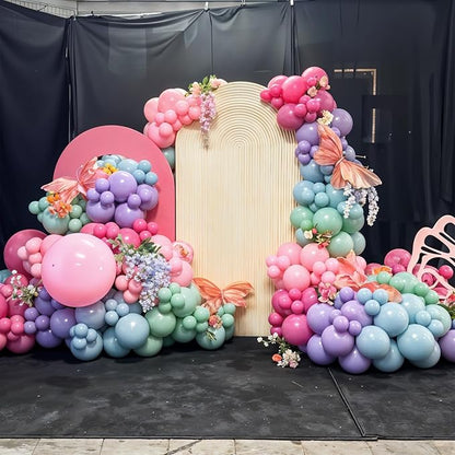 Flower Balloon Arch Kit, 122Pcs Hot Pink Pastel Blue Dusty Green Macaron Orange Lavender Purple Yellow Matte Balloons for Girls Floral-themed Party Boho Baby Shower Wedding Birthday Decorations