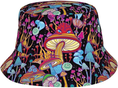 Mushrooms Skulls Cool Bucket Hat Beach Sun Hat Beach Fishing Hat for Men Women