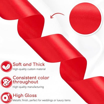30 Yards Red Ribbon 1-1/2 Inch Red Satin Ribbon for Gift Wrapping, Eternal Flower Making, Bouquet Wrapping, Christmas Decorations, Wedding, Valentine's Day, Chair Sash, Crafts & Sewing