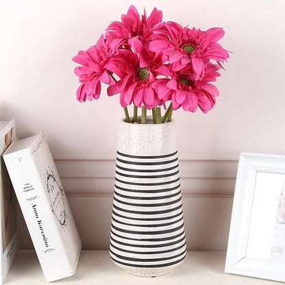 Hot Pink Gerbera Daisy Artificial Flowers – 5PCS Faux Wildflowers with 26.7" Stems, Real Touch Gerber Daisies for Summer Flowers Artificial Decoration, Bouquets & Party Arrangements