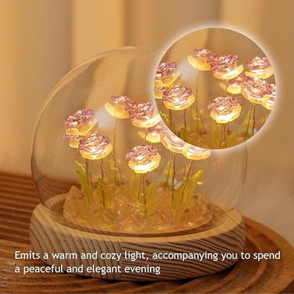 Rose in A Glass Dome Night Light - Valentines Day Gifts for Her, Birthday Gifts for Women, Battery-Powered