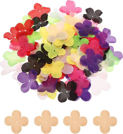 PATIKIL 1.8 Inch (4.5cm) Flowers Patch, 300Pcs Artificial Flowers Handmade Patches Silk Cloth Applique for Scrapbooking Wedding DIY Craft Supplies Card, Champagne