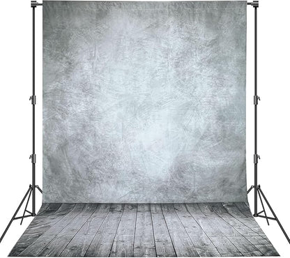 Professional Abstract Portrait Photography Backdrop,Wall with Wood Floor Backdrop for Kids Photography Baby Newborn Cake Smash Photo Shoots Hypoallergenic Fabric Photography Props(Grey-8x10ft)