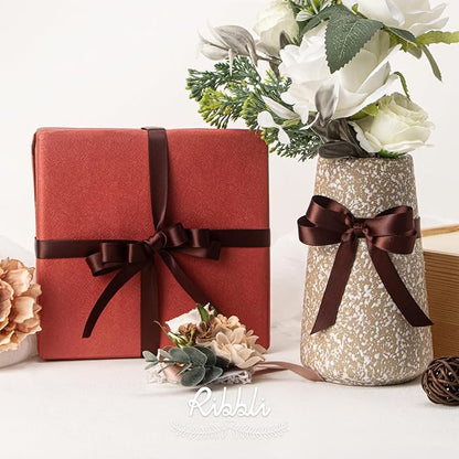 Ribbli Coffee Brown Satin Ribbon Double Faced Satin 1/2 inch x Continuous 50 Yards-Brown Ribbon for Gift Wrapping Crafts Wedding Decoration Bows Bouquet Floral Arrangement