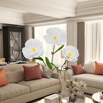 5.8 Ft Giant Artificial Flowers,Large Paper Flower,Huge Poppy Flowers Decoration for Wedding,Hotel,Office,Window Display and Home Farmhouse Decor(White)