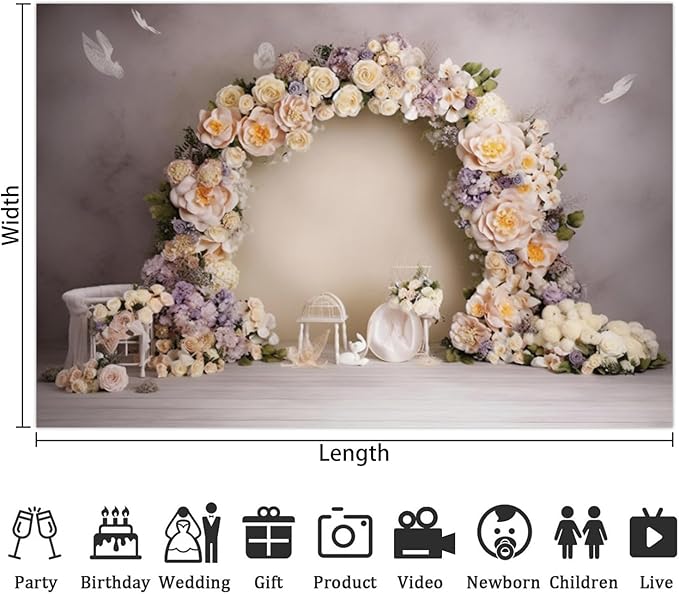 Leowefowa Wedding Flower Wall Backdrop Retro Arch Pink Floral Wall Backdrop Background for Wedding Anniversary Birthday Party Decorations Banner Studio Props 8x4ft Vinyl