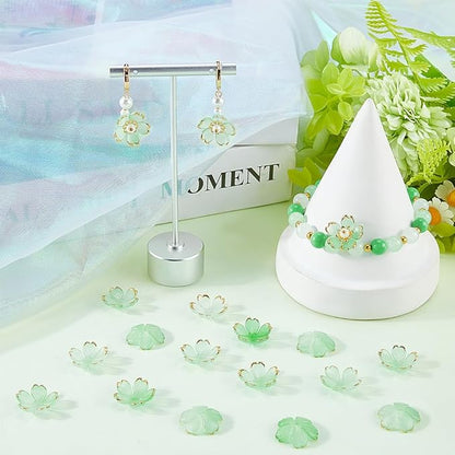 SUNNYCLUE 1 Box 200pcs Plastic Flower Shaped Beads Flower Beads Caps Dark Sea Green Candy Color Transparent Acrylic Flower Beads for Jewelry Making Bracelets DIY Crafting Beading Supplies Decor